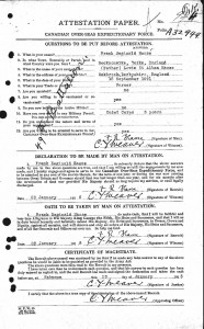 Francis (Frank) Hasse's army sign-up papers